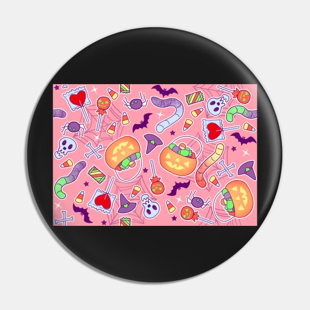 Halloween Candy on pink Pin by FrostedSoSweet