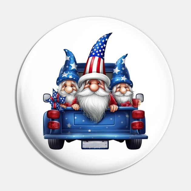 4th of July Gnomes on Truck Pin by Chromatic Fusion Studio