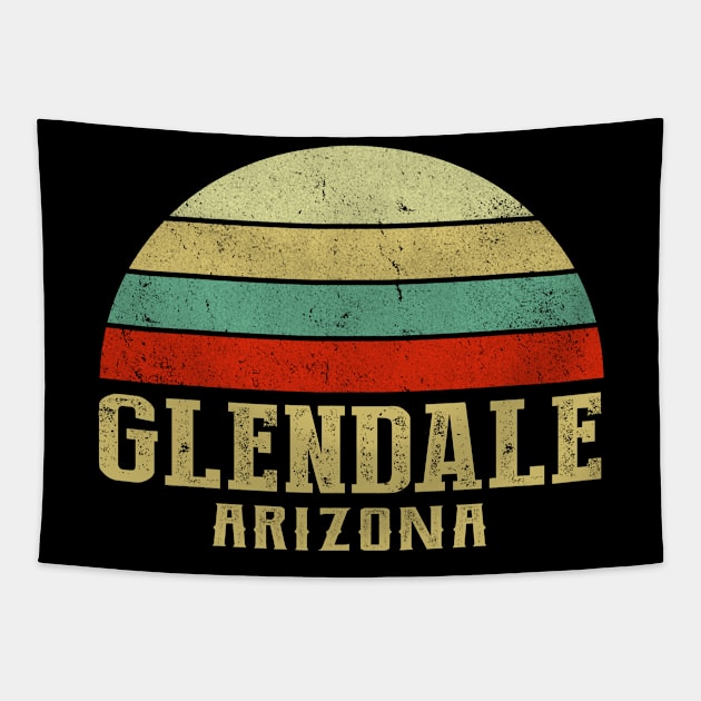 Glendale Arizona Vintage Retro Sunset Tapestry by Curry G