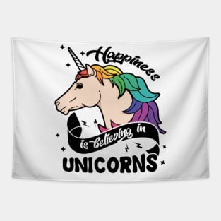 Happiness Believe In Unicorns Shirt Tapestry