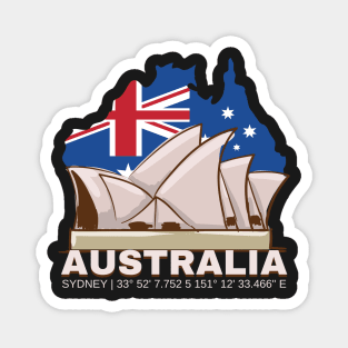 Australia Sydney GPS coordinates Opera House Magnet