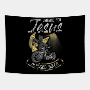 Christian Cross God Blessed Biker Jesus Lover Tapestry