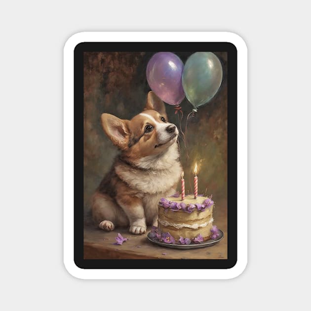 Welsh Corgi Birthday Party Card Magnet by candiscamera