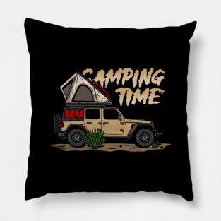 Creme Jeep Design Camping Time Pillow