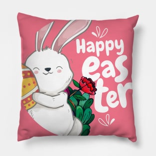 Happy Easter. Cute Easter Bunny design Pillow