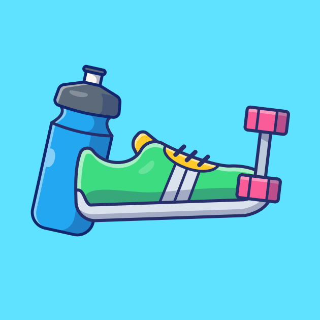 Dumbbell Shoes And Bottle Cartoon by Catalyst Labs