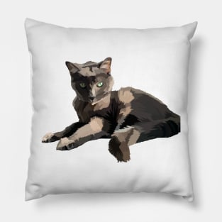 Grey Cat with Green Eyes Pillow