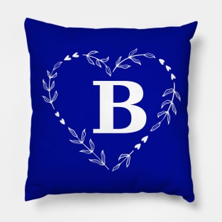 Letter B Floral Wreath Monogram Pillow