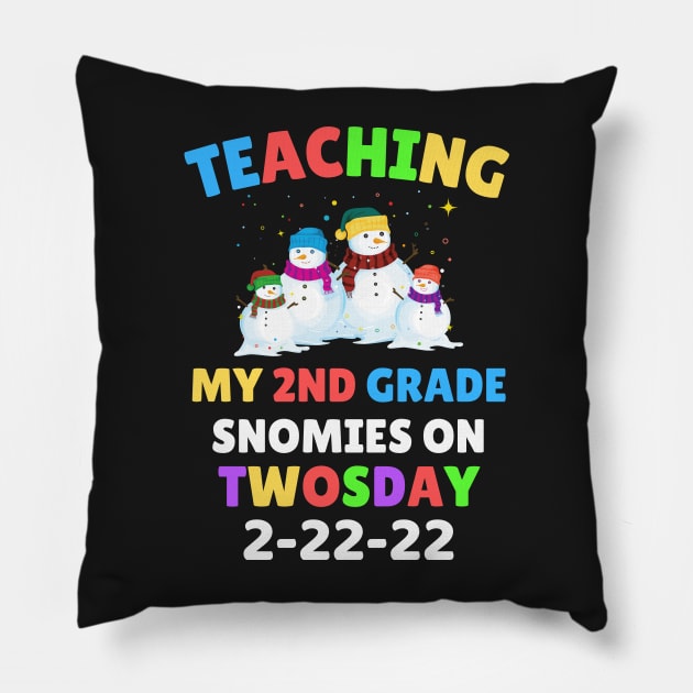 Teaching My 2nd Grade Snowmies on Twosday Pillow by WassilArt