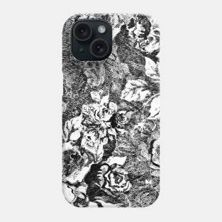 Textured Black and White Rose Pattern Phone Case