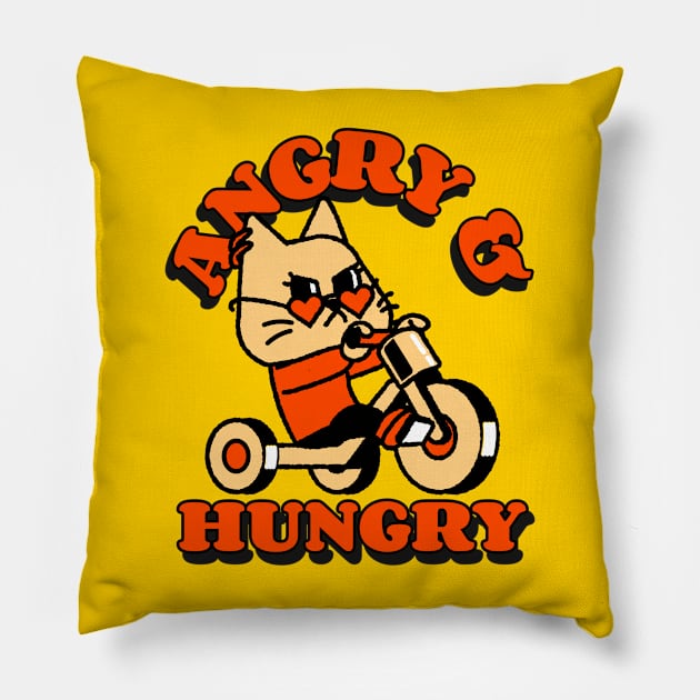 angry and hungry cat Pillow by Purrfect Shop