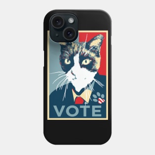 Cat running for president (Obama Hope logo) Phone Case