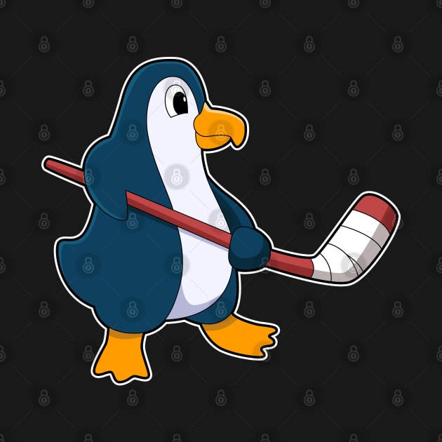 Penguin at Ice hockey with Ice hockey stick by Markus Schnabel