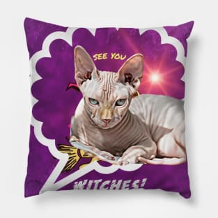 See You, Witches! (hairless cat) Pillow