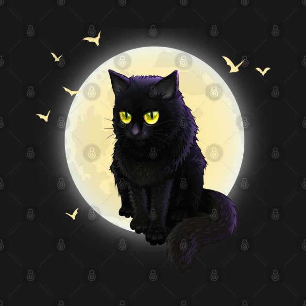 Vintage Scary Halloween Black Cat Costume Witch Moon by Hussein@Hussein