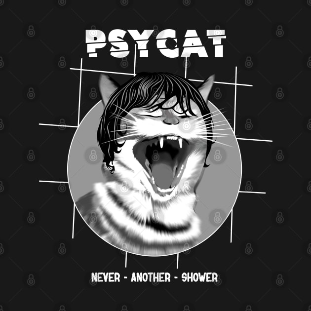 Funny Psycho cat shower by TMBTM