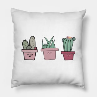 Cactus and Succulent Plant - Pink Planted Pots with Hearts Pillow