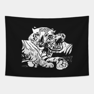 Mystical White Tigers Tapestry