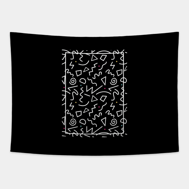 1980s Monochrome Memphis Style Graffiti Art Tapestry by Hixon House