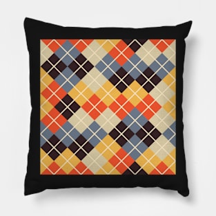 Argyle Pattern Yellow Orange and Blue Pillow