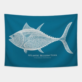 Atlantic Bluefin Tuna Fish with Common and Scientific Names Tapestry