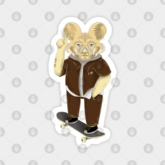 skateboarder african wild dog Magnet by dwalikur