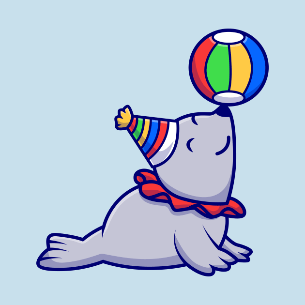 Cute Seal Circus Playing Ball Cartoon by Catalyst Labs