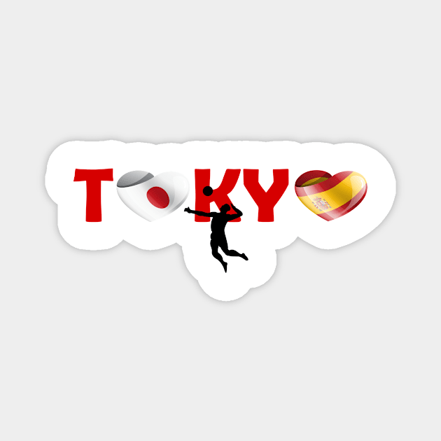 Volleyball in Tokyo - team Spain (ES) Magnet by ArtDesignDE