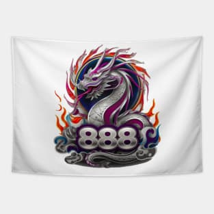 "Dragon's Ascendance: Celestial 888 Ukiyo-e" - Chinese Zodiac Dragon Tapestry