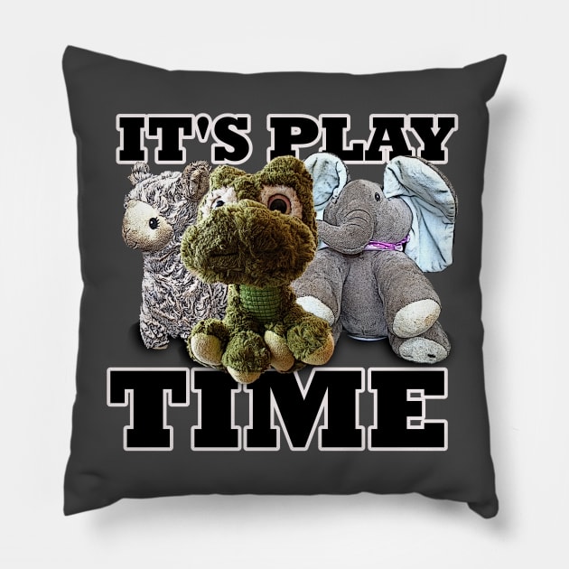 It's Play time Stuffed Animals Pillow by PathblazerStudios