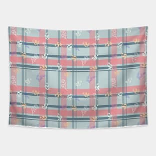 Colorful Floral Tartan Pattern Design Tapestry