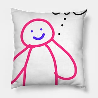 pink blue cartoon human art Pillow