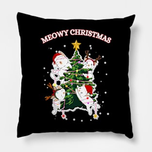 Kawaii Christmas Santa Cats Pillow