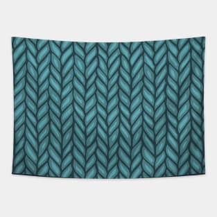 Teal Winter Knit Pattern Drawing Tapestry