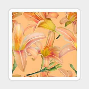 Tiger Lilies on Peach Repeat 5748 Magnet