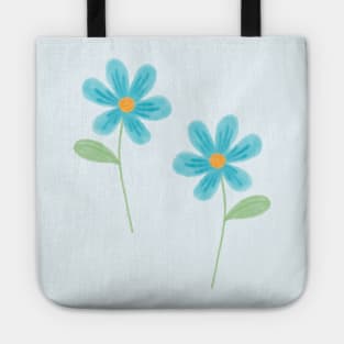 Pastel Blue Flowers Tote