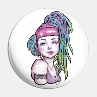 Watercolor rasta girl Pin