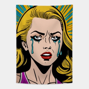 pop art crying girl Tapestry