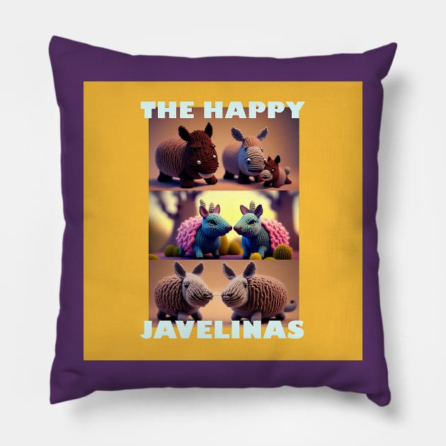 The Happy Javelinas Pillow by ArtBeatsGallery