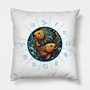 ZODIAC Pisces - Astrological PISCES - PISCES - ZODIAC sign - Van Gogh style - 3 Pillow