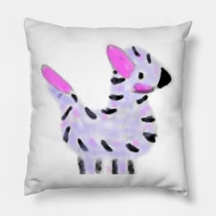 Blue black watercolor zebra animal art Pillow