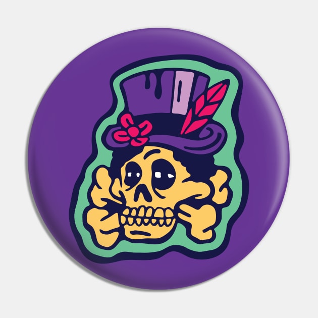 Voo Doo Skull Head Pin by Cofefe Studio