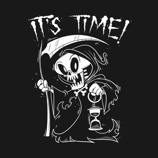 It's Time! Death Retro 30's Cartoon Grim Reaper Skeleton by Juandamurai