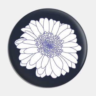 Very Peri Periwinkle Blue and White Flower Line Drawing Pin