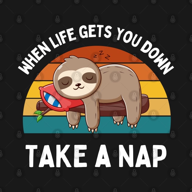 Retro Sloth Napping by Fj Greetings