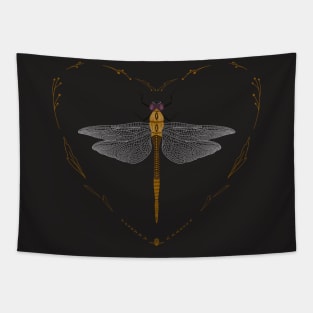 Delicate Dragonfly Heart Design Tapestry