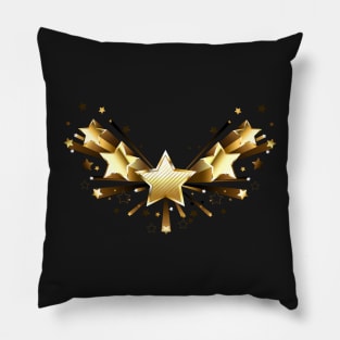 Sparkling Gold Five Stars Pillow