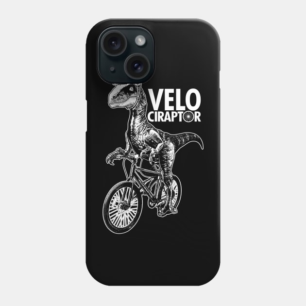 Cute Velociraptor Dinosaur Riding Bicycle Gift For Cyclist Phone Case by BoggsNicolas