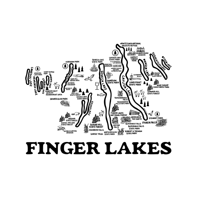 Finger Lakes Map by fiberandgloss