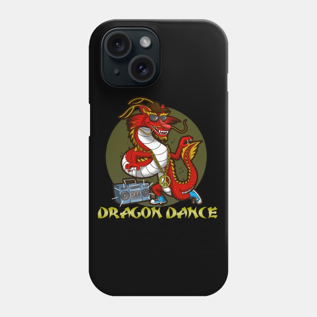 Funny Cool Cute Dancing Dragon Retro 80's 90's Music Boombox Urban Chinese New Year 2024 Cartoon Phone Case by BoggsNicolas